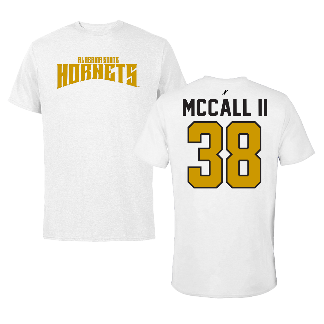 Alabama State University Football White Classic Tee - #38 Stewart McCall II