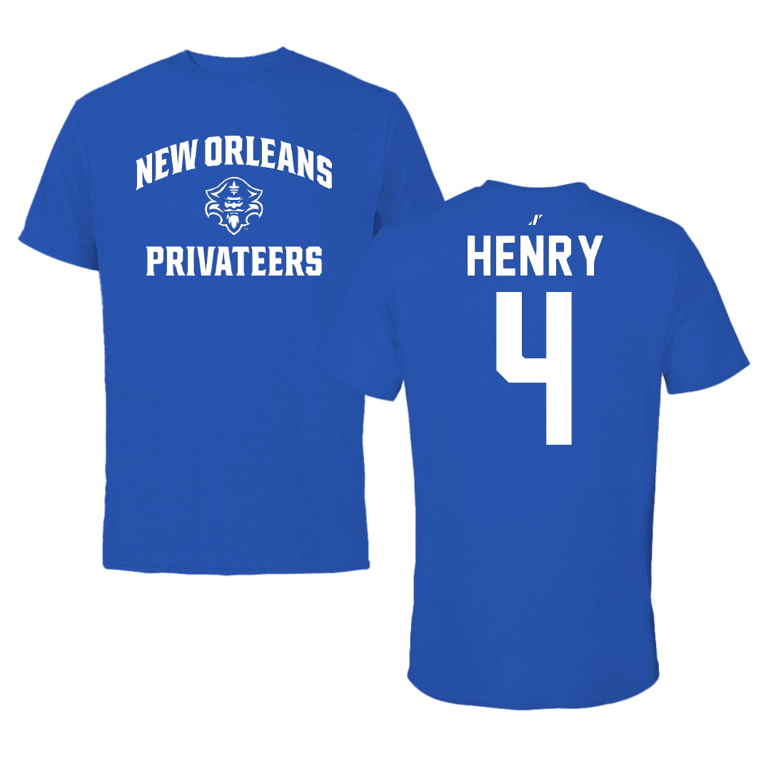 University of New Orleans Basketball Blue General Tee - #4 Omarion Henry