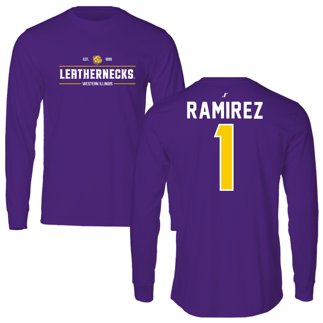 Western Illinois University Soccer Purple General Long Sleeve - #1 Micah Ramirez