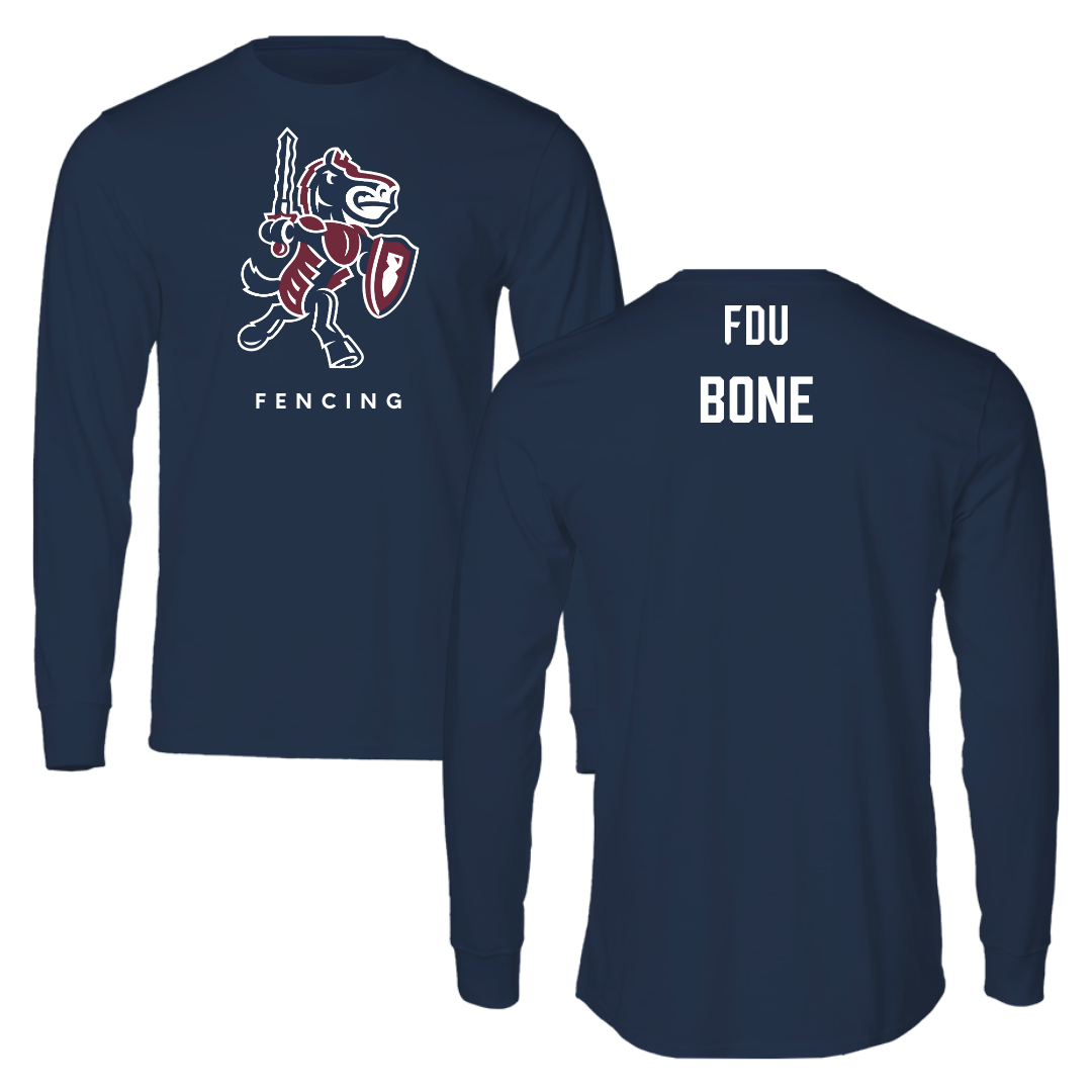 Fairleigh Dickinson University-Metropolitan Campus Fencing Navy Performance Long Sleeve - Emily Bone