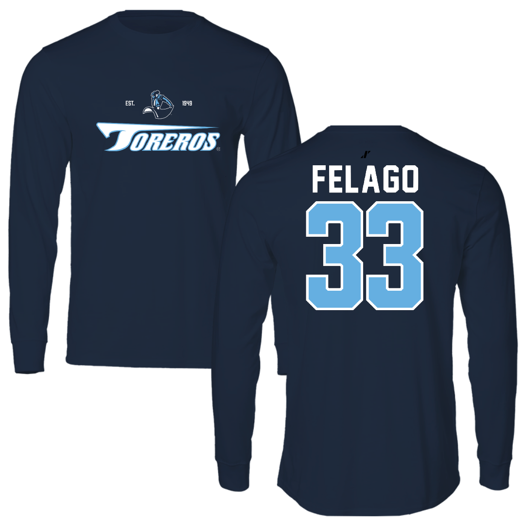 University of San Diego Football Navy General Long Sleeve - #33 Nick Felago