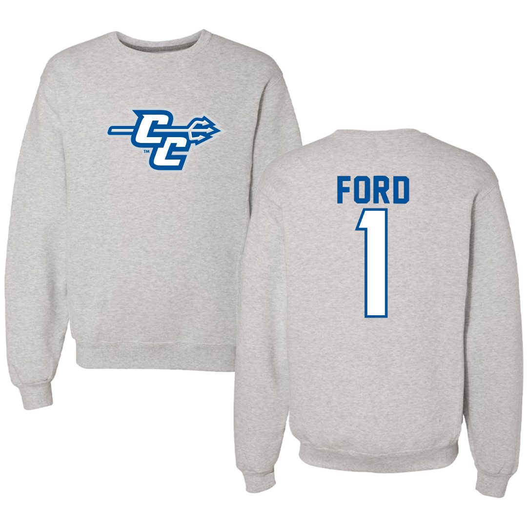 Central Connecticut State University Soccer Light Gray Crewneck - #1 Melina Ford
