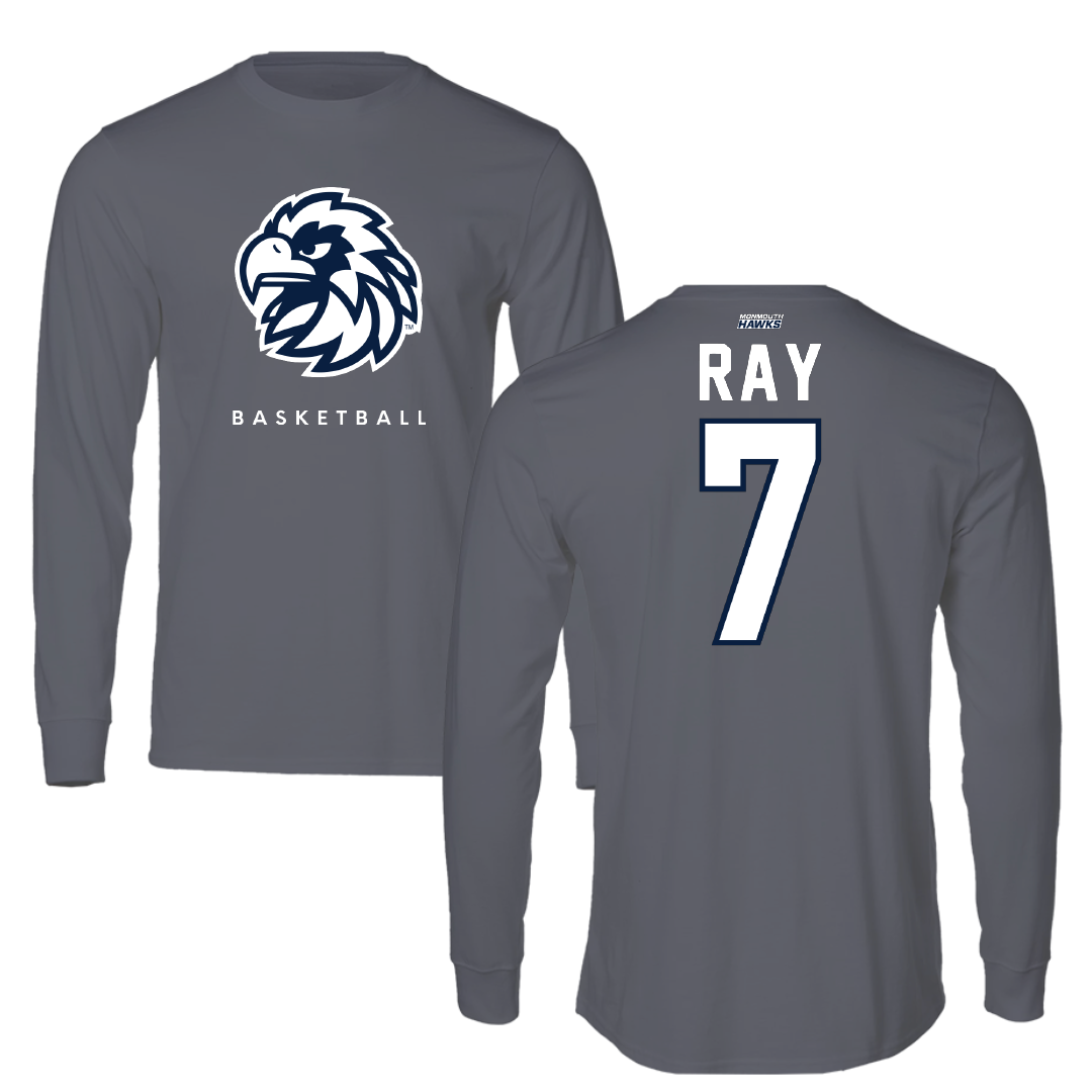 Monmouth University Basketball Gray Performance Long Sleeve - #7 Justin Ray