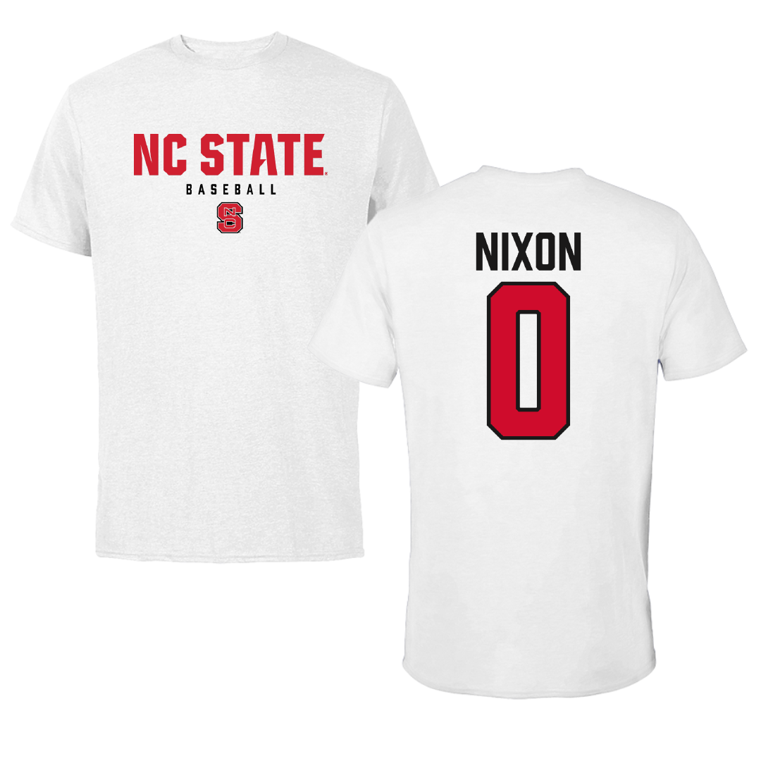 North Carolina State University Baseball White Performance Tee - #0 Luke Nixon