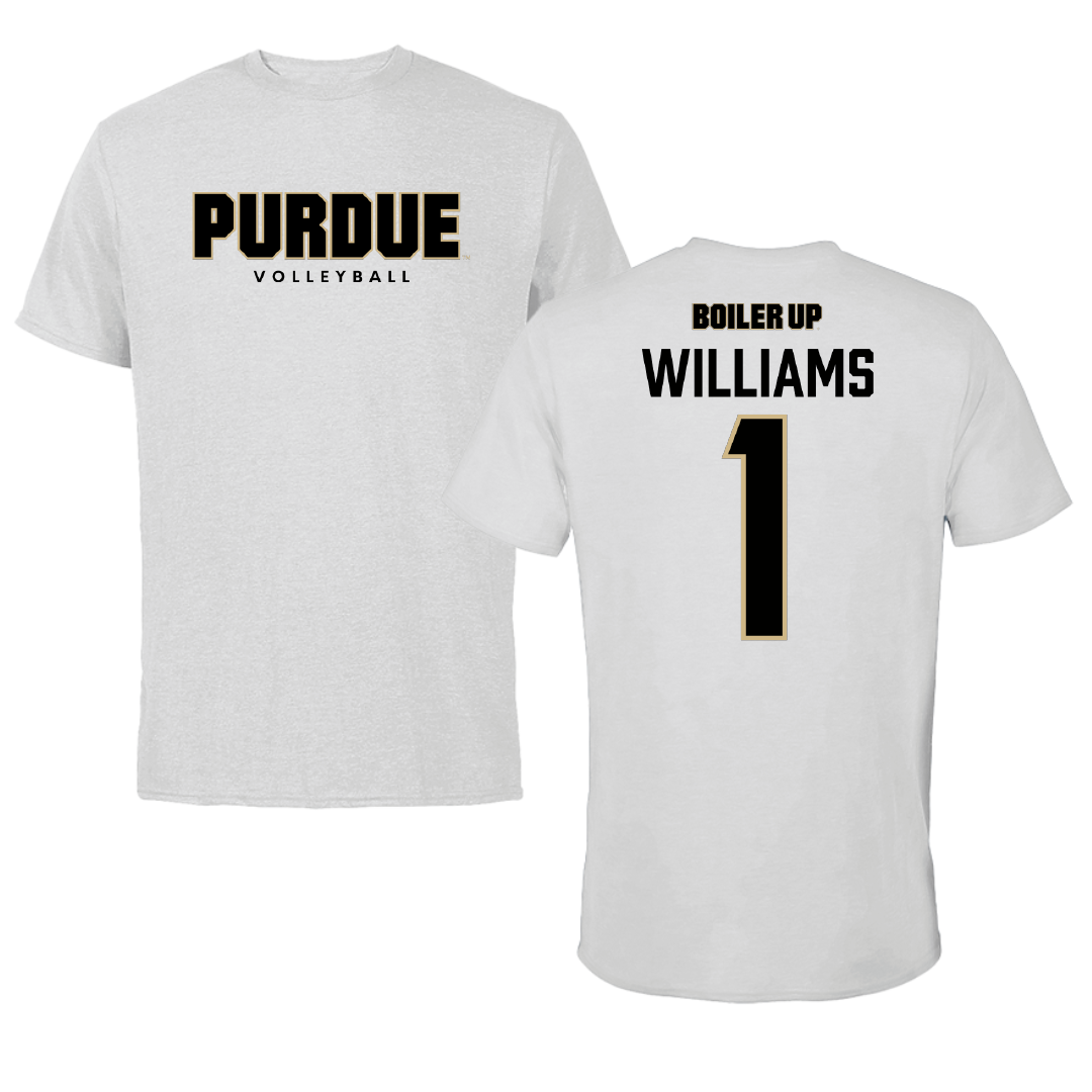 Purdue University Volleyball Solid Athletic Gray Performance Tee - #1 Rachel Williams