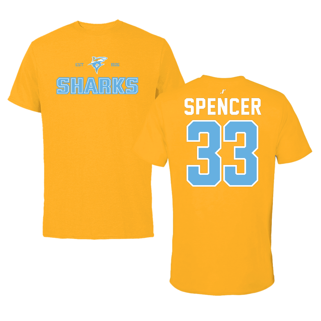 Long Island University Football Gold General Performance Tee - #33 Tyselle Spencer