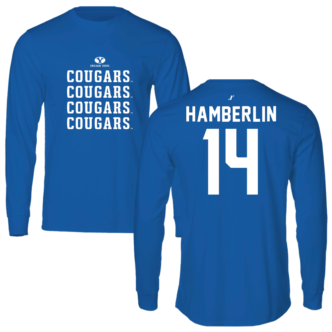 Brigham Young University Soccer Blue General Performance Long Sleeve - #14 Emma Hamberlin