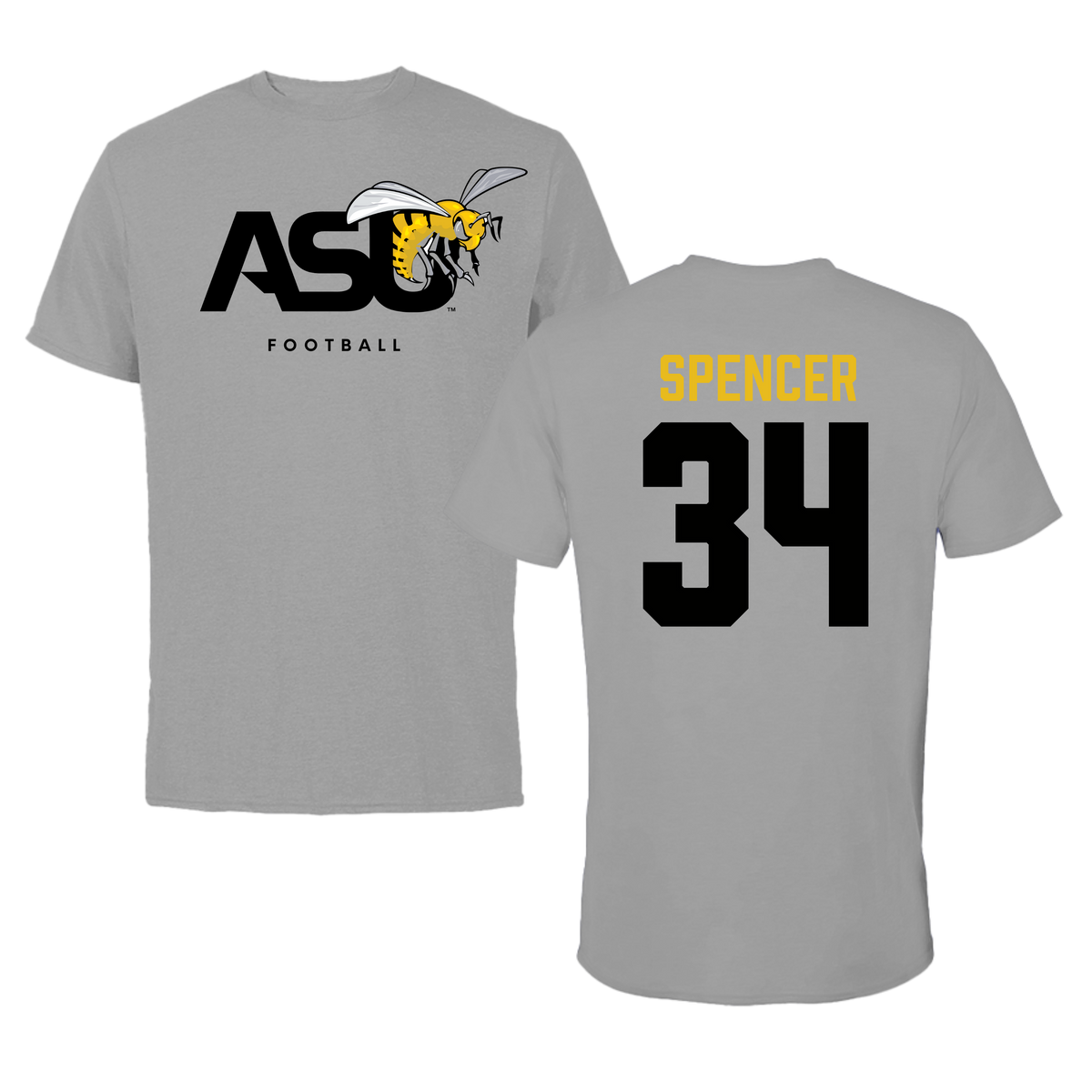 Alabama State University Football Dark Gray Tee - #34 Gabe Spencer