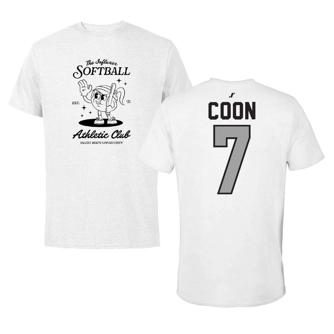 Softball White Influxer Athletic Club Tee - #7 Sarah Coon