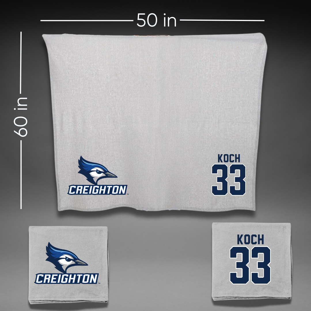 Creighton University Baseball Gray Blanket - #33 Mason Koch