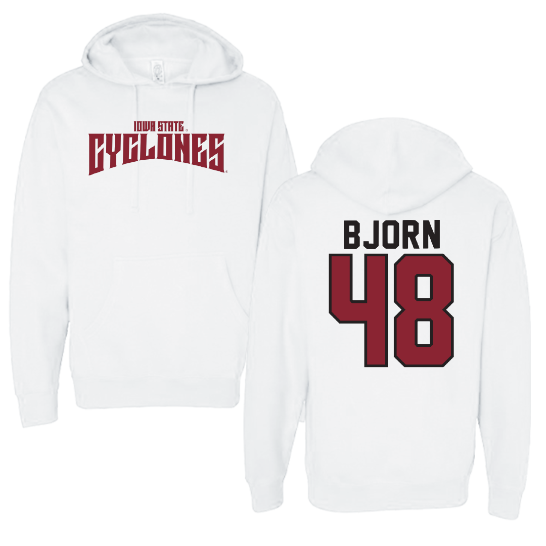 Iowa State University Football White Classic Hoodie - #48 Jack Bjorn