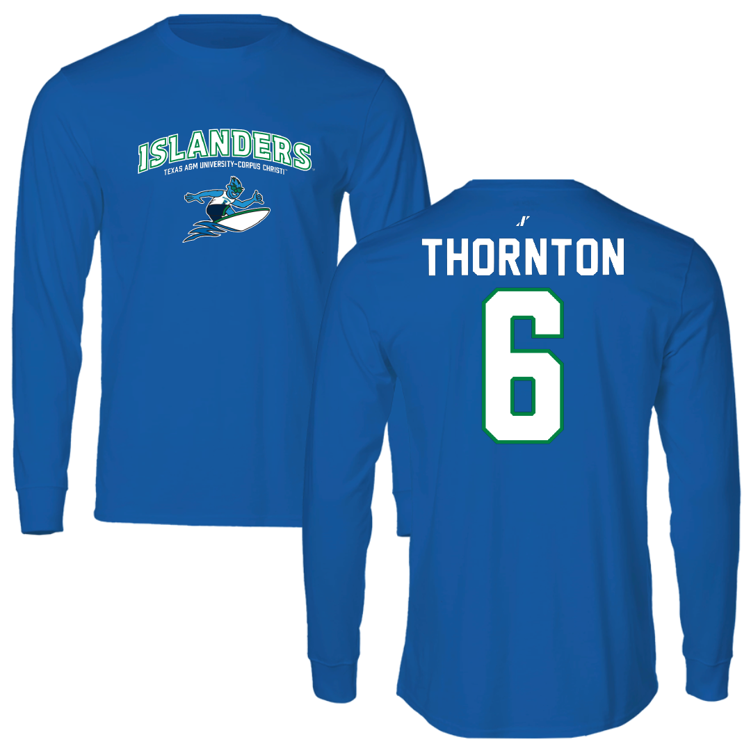 Texas A&M University-Corpus Christi Softball Blue General Performance Long Sleeve - #6 Mimi Thornton