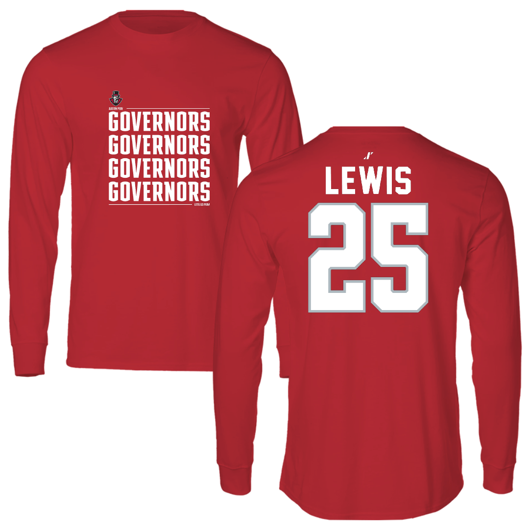 Austin Peay State University Baseball Red General Long Sleeve - #25 Aaron Lewis