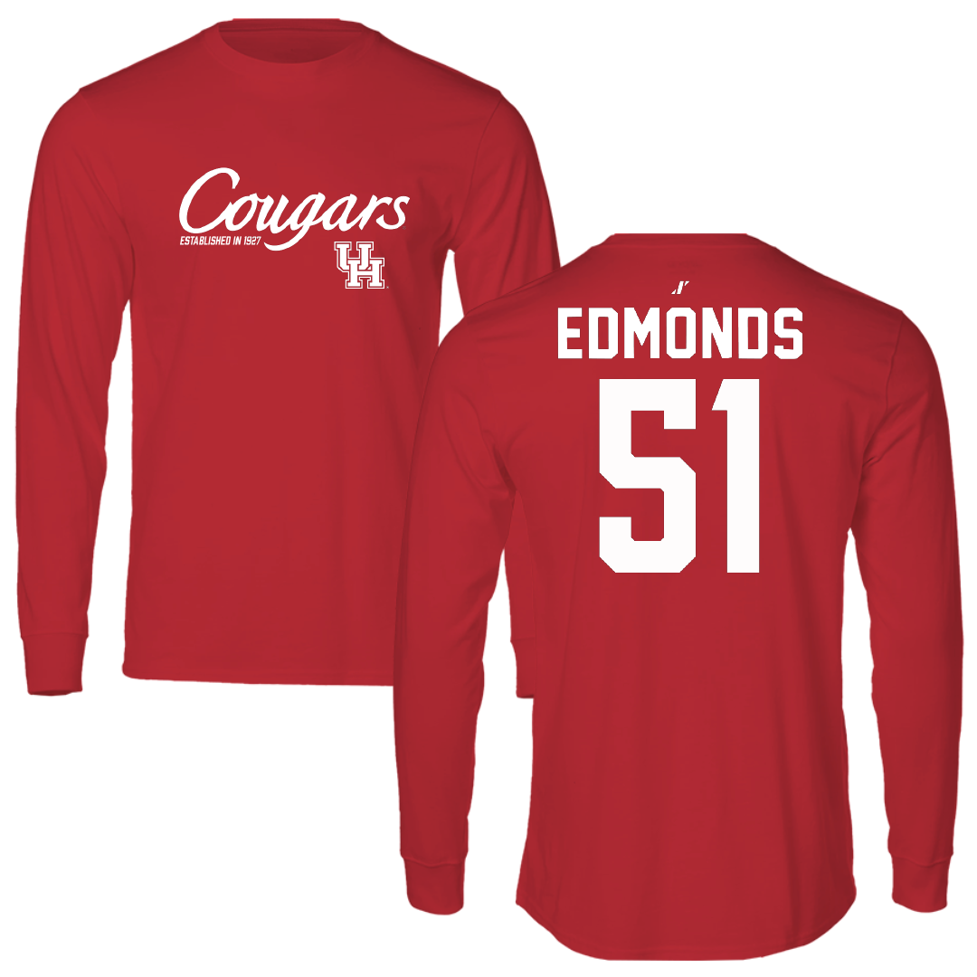 University of Houston Baseball Red General Performance Long Sleeve - #51 Cameron Edmonds