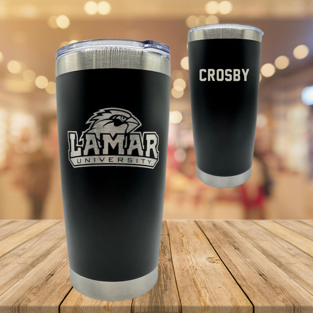 Lamar University Cheer Black Stainless Steel Tumbler - Sally Crosby