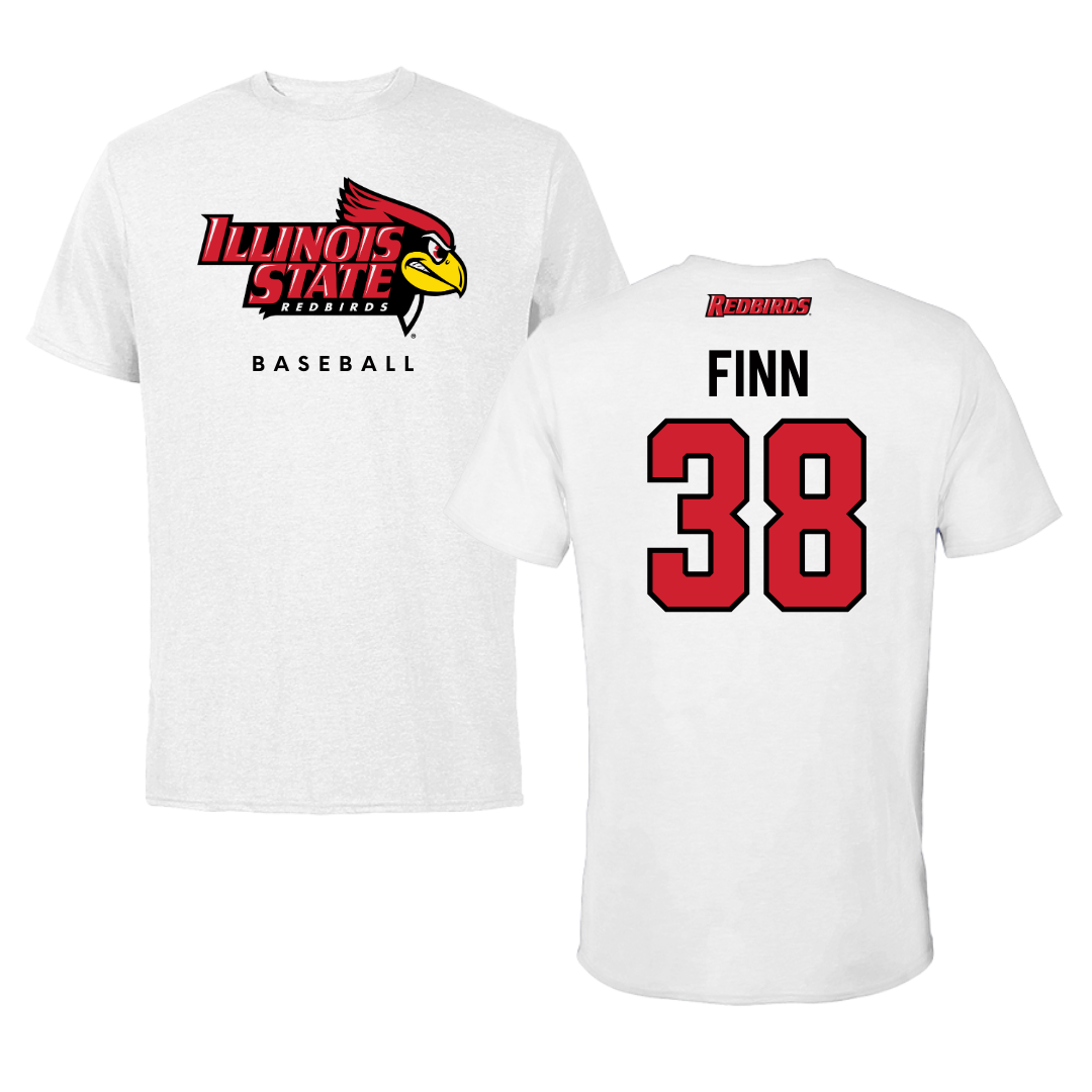 Illinois State University Baseball White Performance Tee - #38 Jack Finn