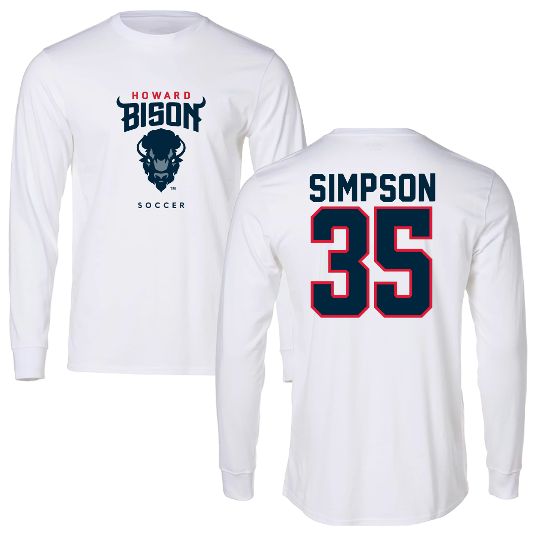 Howard University Soccer White Long Sleeve - #35 Romario Simpson
