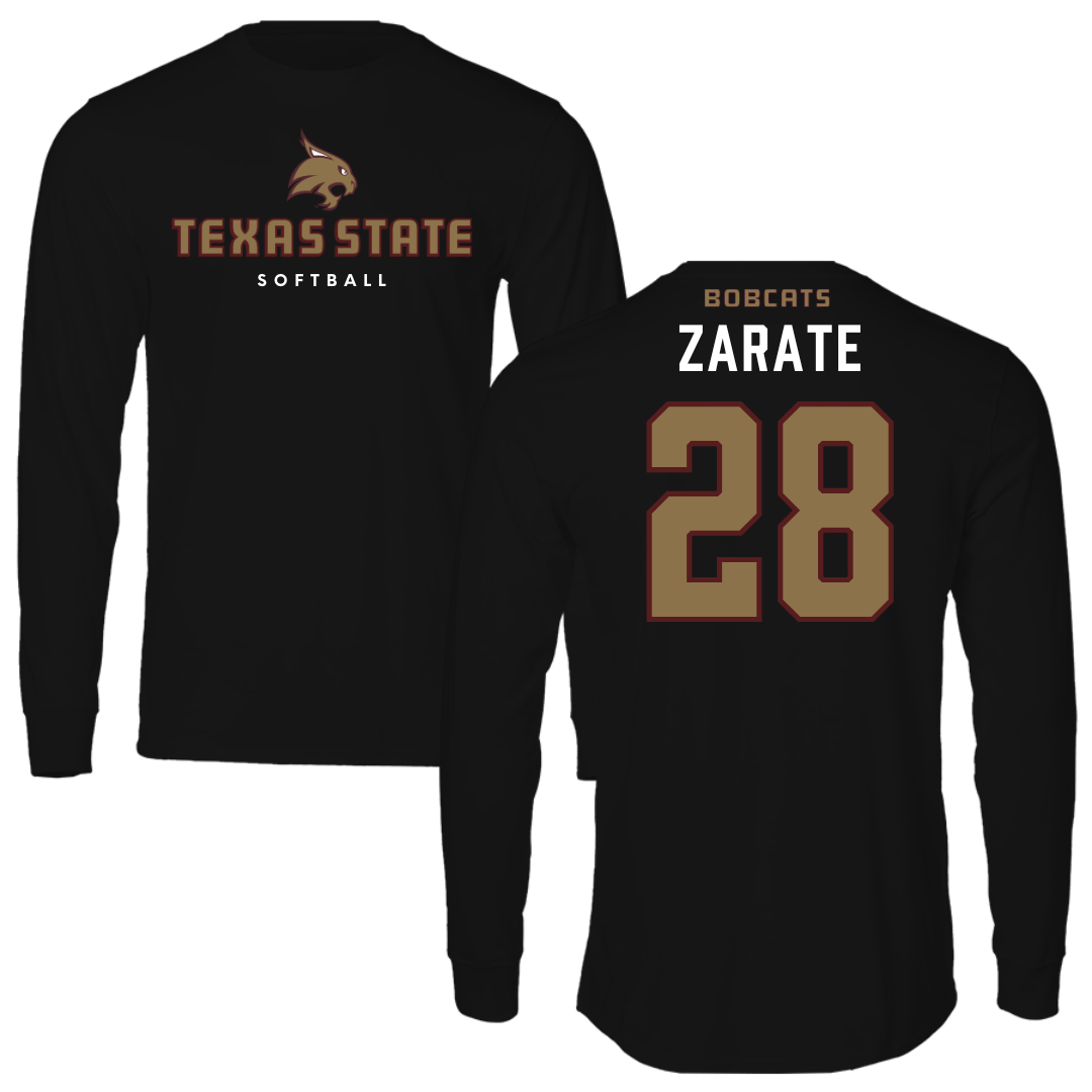 Texas State University Softball Black Performance Long Sleeve - #28 Katarina Zarate