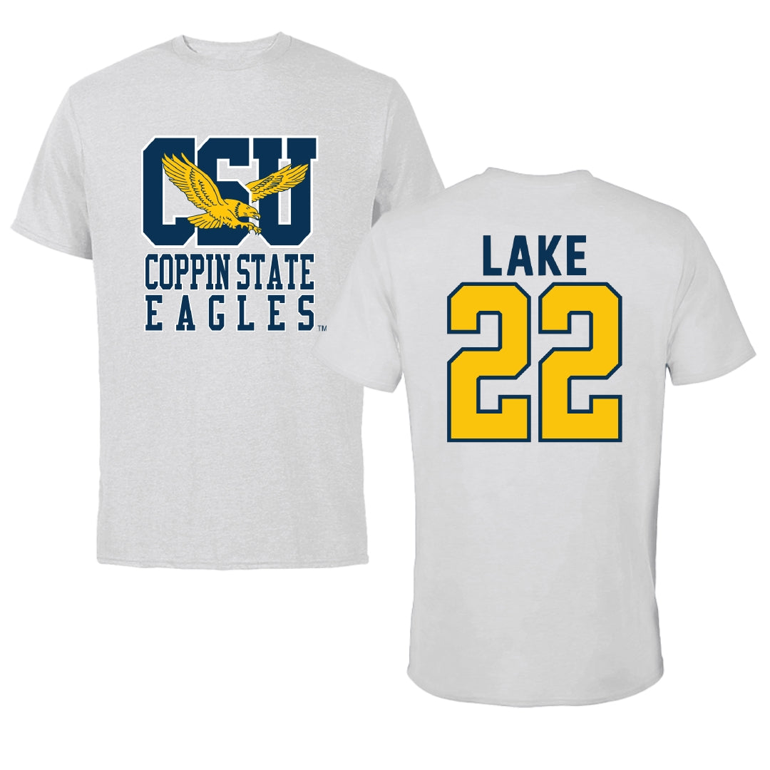 Coppin State University Baseball Light Gray Tee - #22 Tyrone Lake