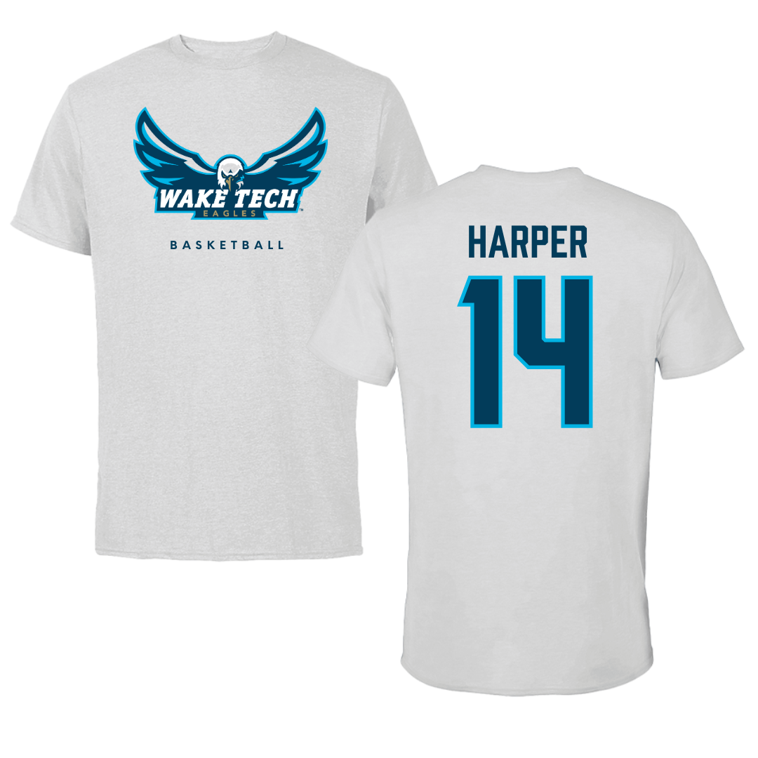 Wake Tech Community College Basketball Light Gray Performance Tee - #14 Kayjay Harper