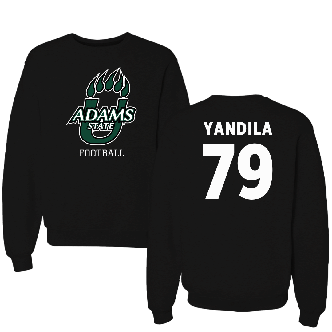 Adams State University Football Black State Crewneck - #79 Jordan Yandila