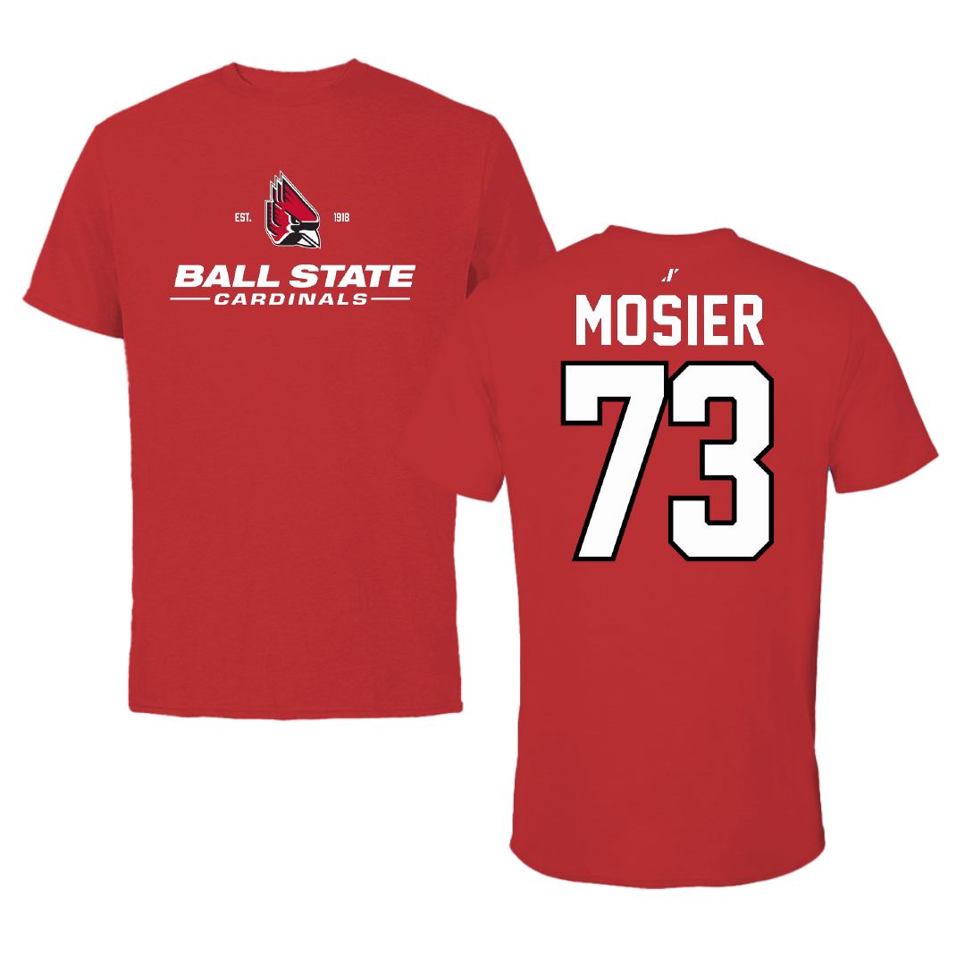 Ball State University Football Red General Tee - #73 Cole Mosier