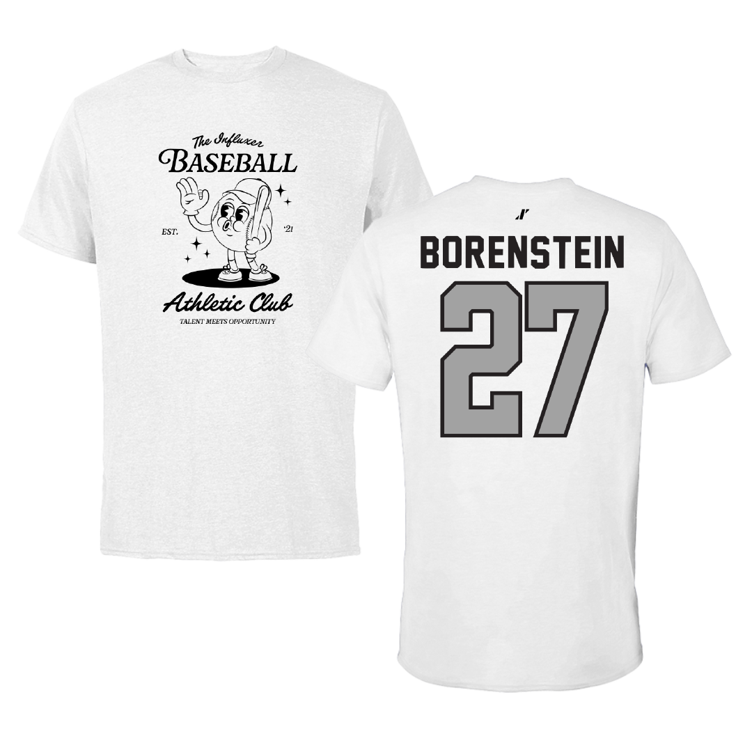 Baseball White Influxer Athletic Club Tee - #27 Emmett Borenstein