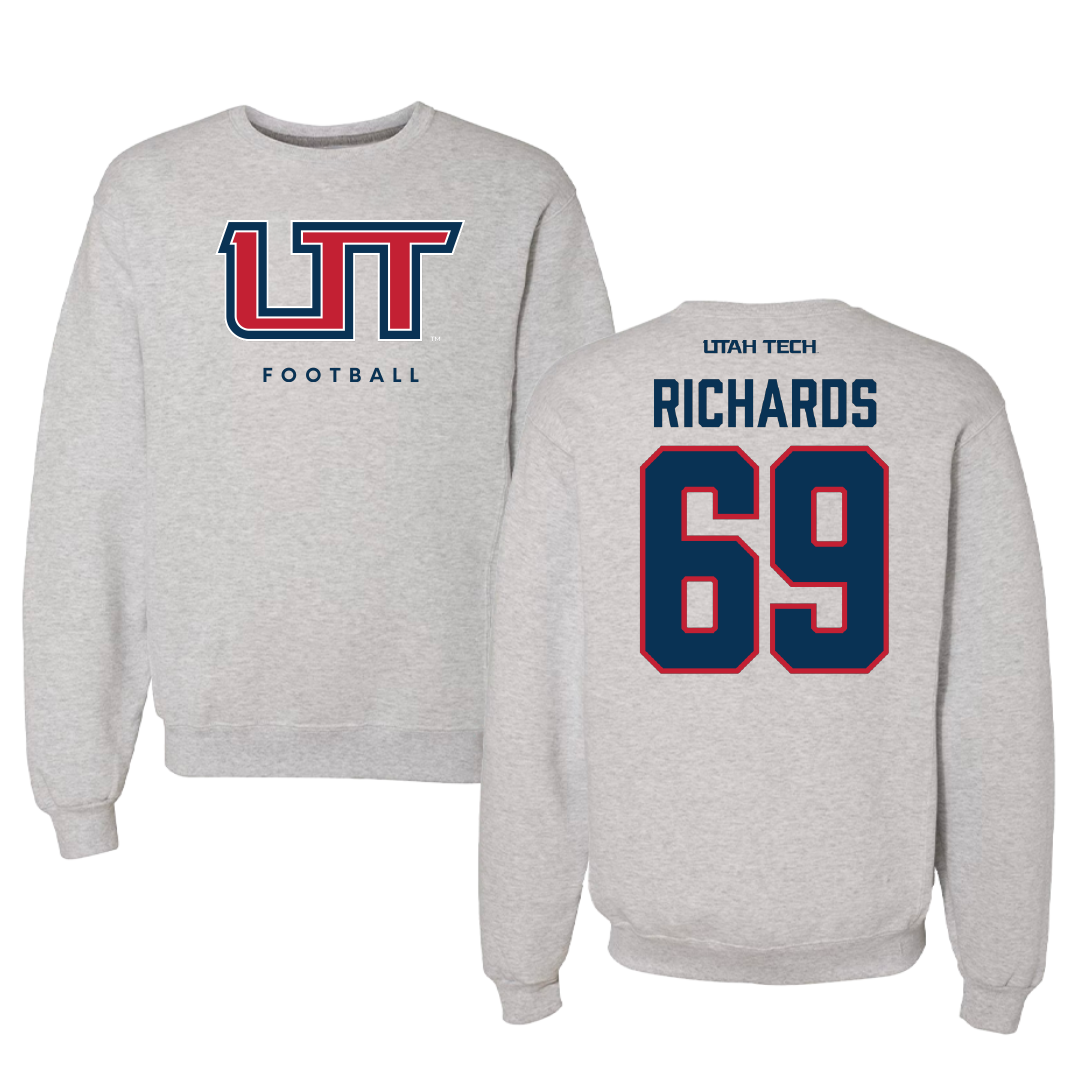 Utah Tech University Football Gray Crewneck - #69 Chase Richards