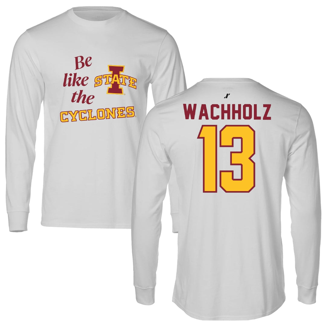 Iowa State University Volleyball Light Gray Be Like Us Long Sleeve - #13 Lilly Wachholz