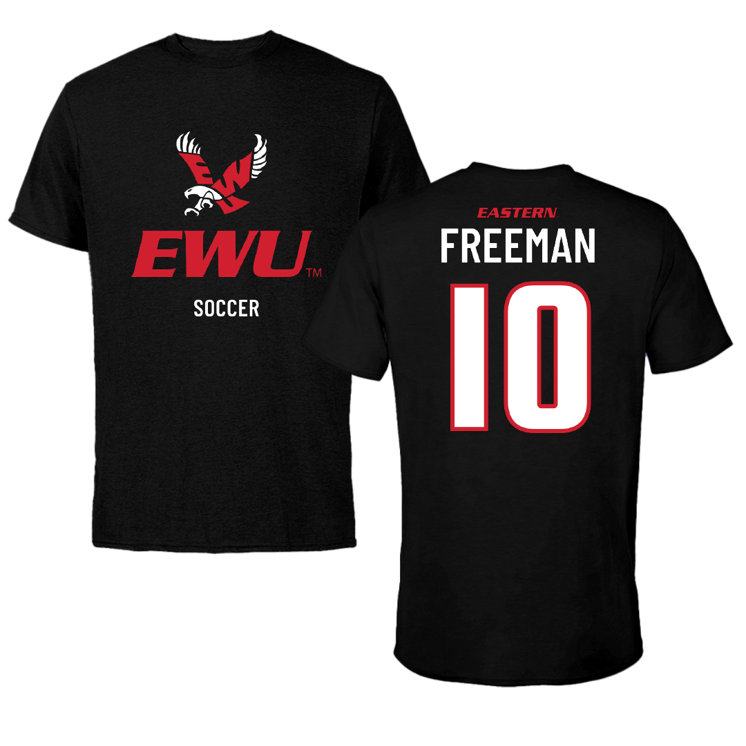 Eastern Washington University Soccer Black EWU Tee - #10 Charity Freeman