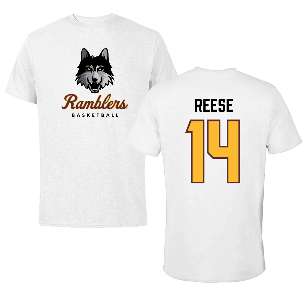 Loyola University-Chicago Basketball White Ramblers Tee - #14 Caleb Reese