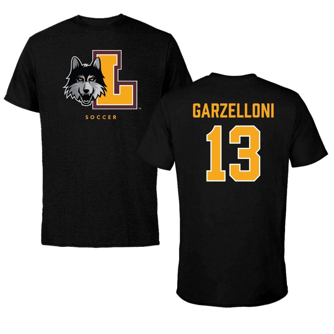 Loyola University-Chicago Soccer Black Mascot Performance Tee - #13 Luca Garzelloni