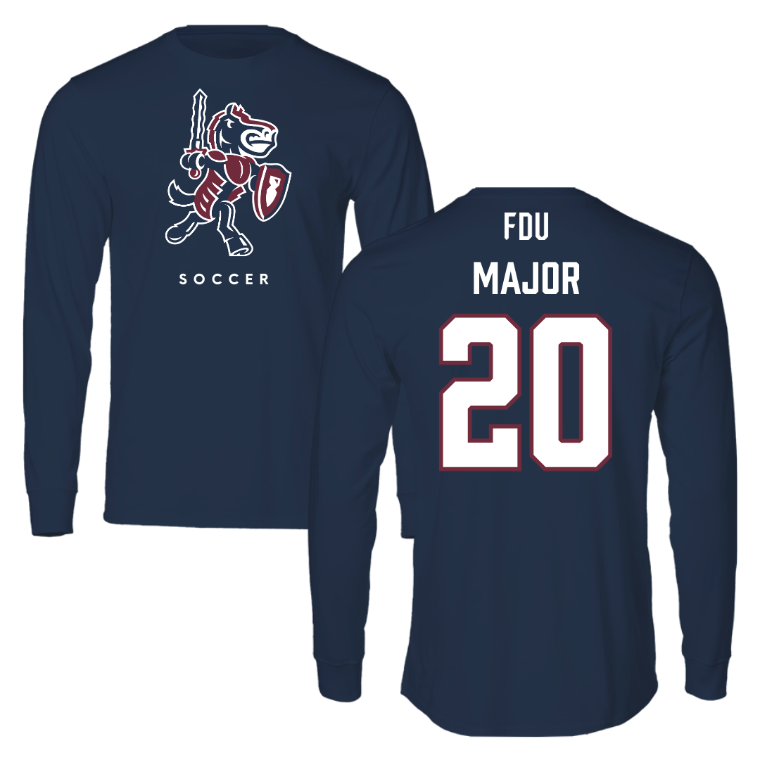 Fairleigh Dickinson University-Metropolitan Campus Soccer Navy Long Sleeve - #20 Madison Major