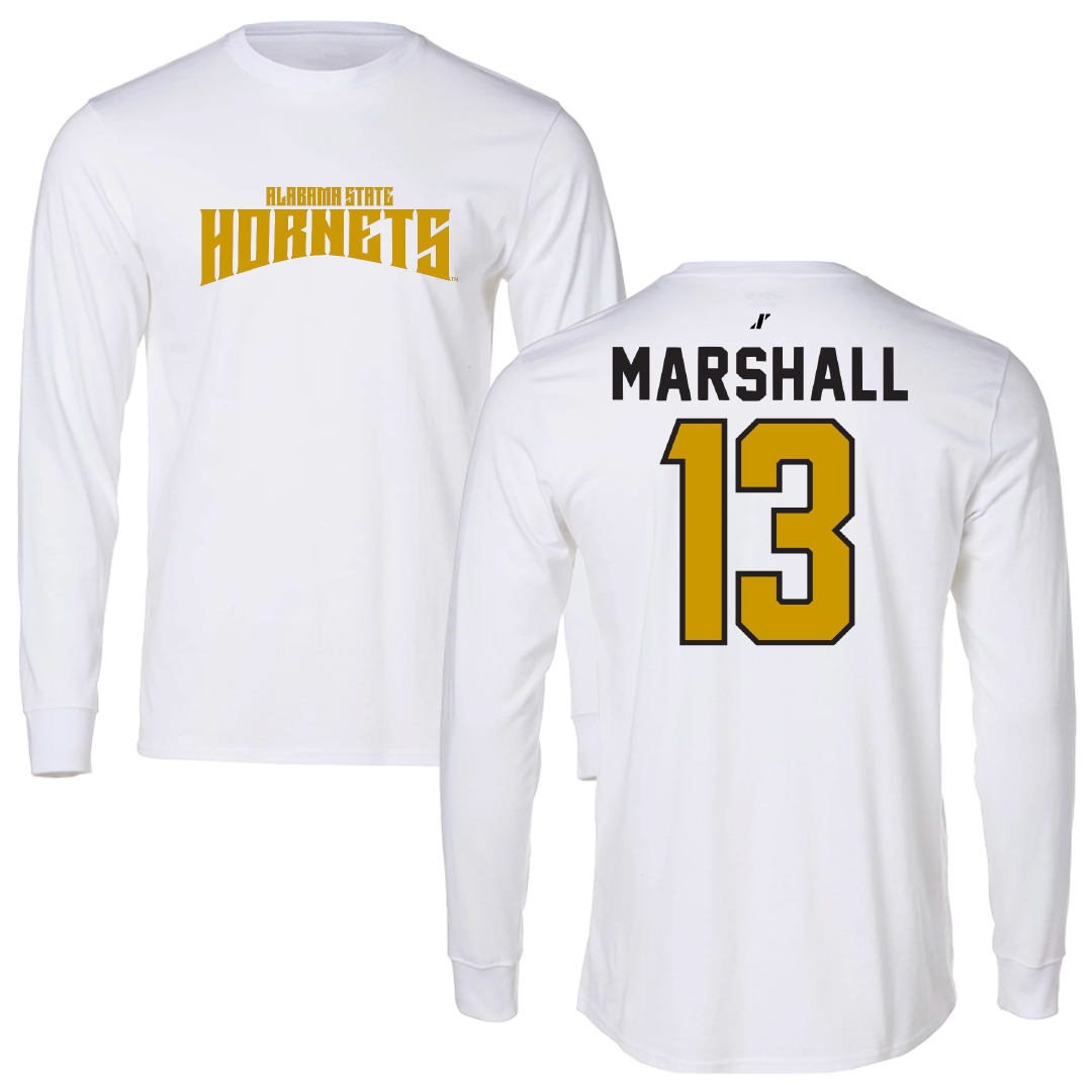 Alabama State University Basketball White Classic Performance Long Sleeve - #13 Jordon Marshall