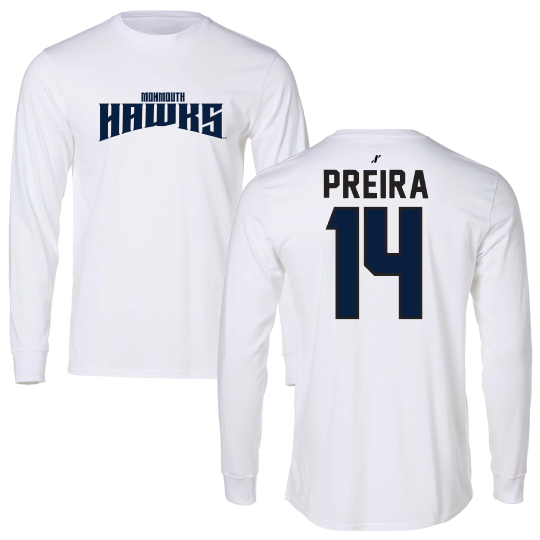 Monmouth University Basketball White Classic Performance Long Sleeve - #14 Kellyn Preira