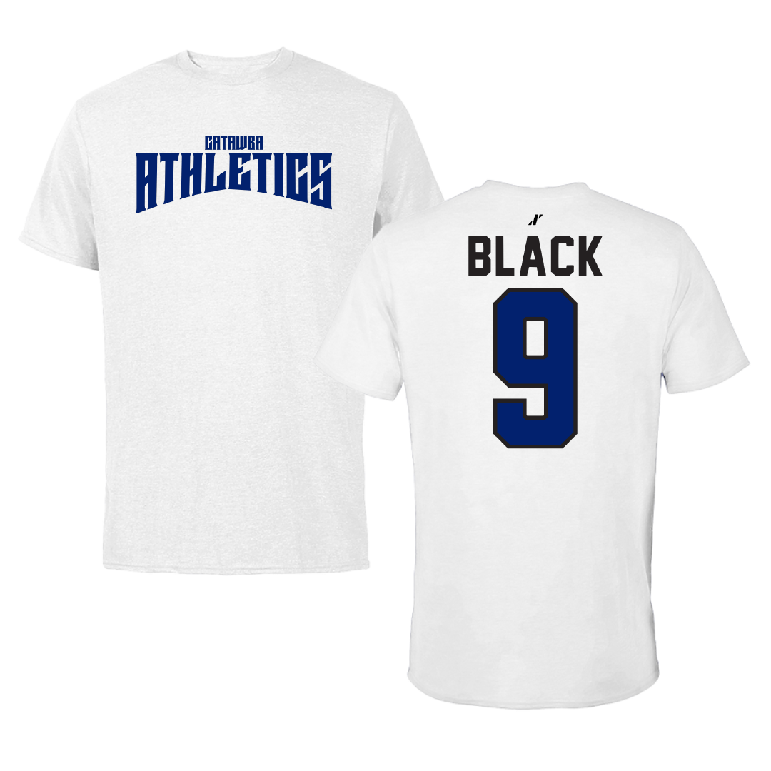 Catawba College Football White Classic Tee - #9 Carson Black
