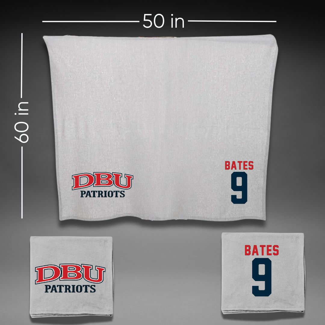 Dallas Baptist University Soccer Gray Blanket - #9 Emily Bates