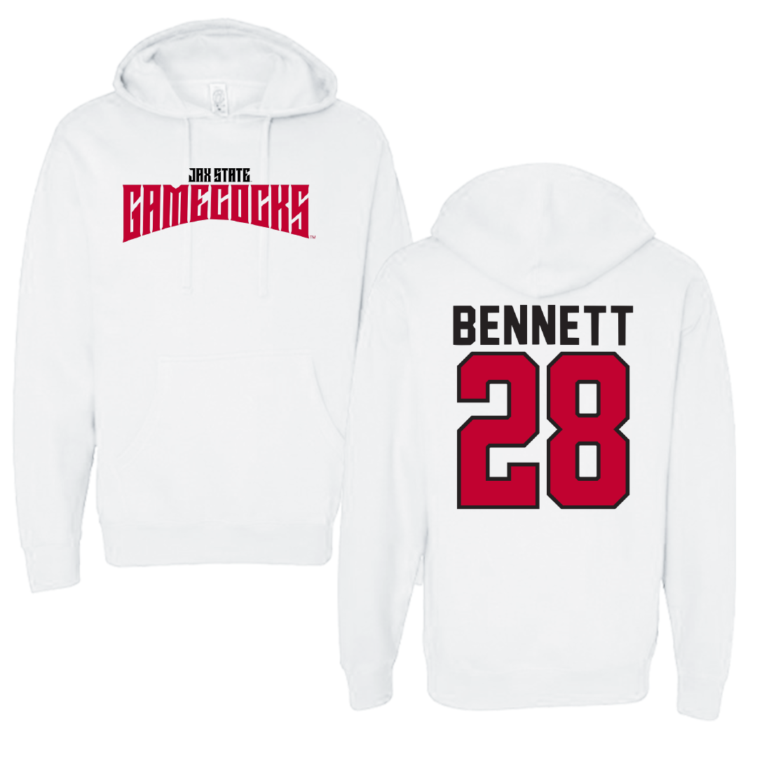 Jacksonville State University Football White Classics Hoodie - #28 Reggion Bennett