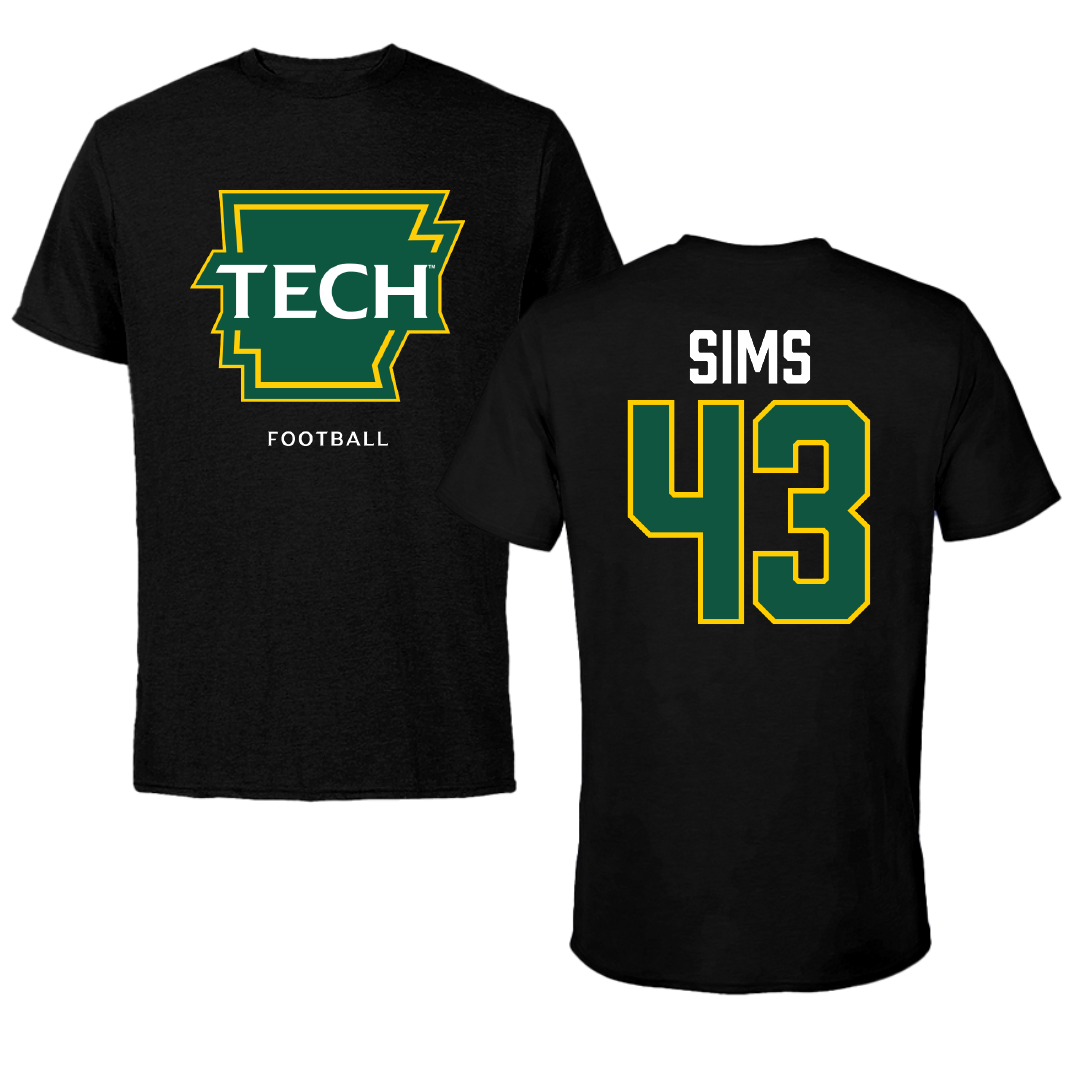 Arkansas Tech University Football Black Tee - #43 Kyrone Sims