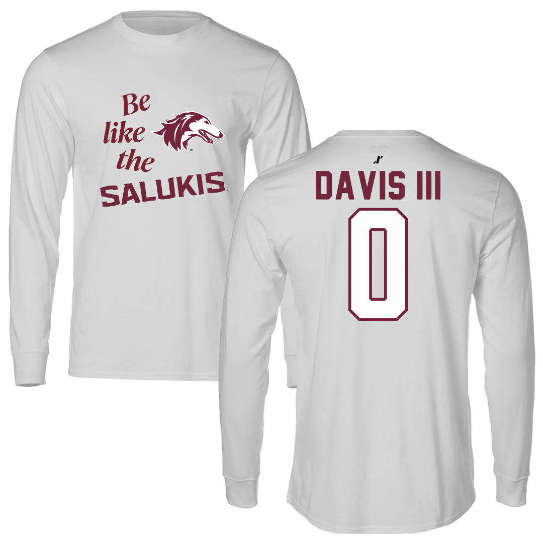 Southern Illinois University at Carbondale Football Light Gray Be Like Us Performance Long Sleeve - #0 Vinson Davis III