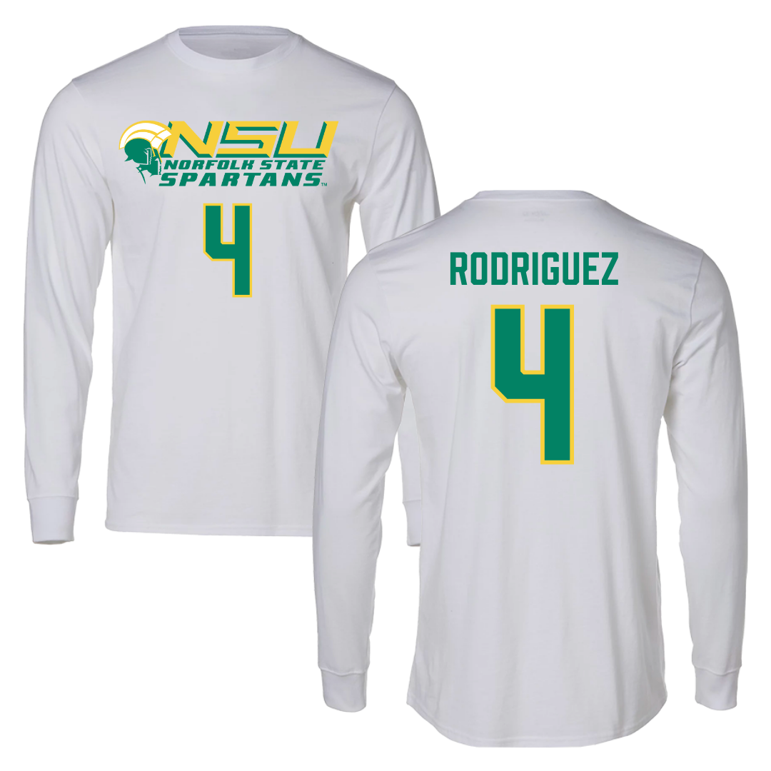 Norfolk State University Baseball White Performance Long Sleeve - #4 Raphael Rodriguez