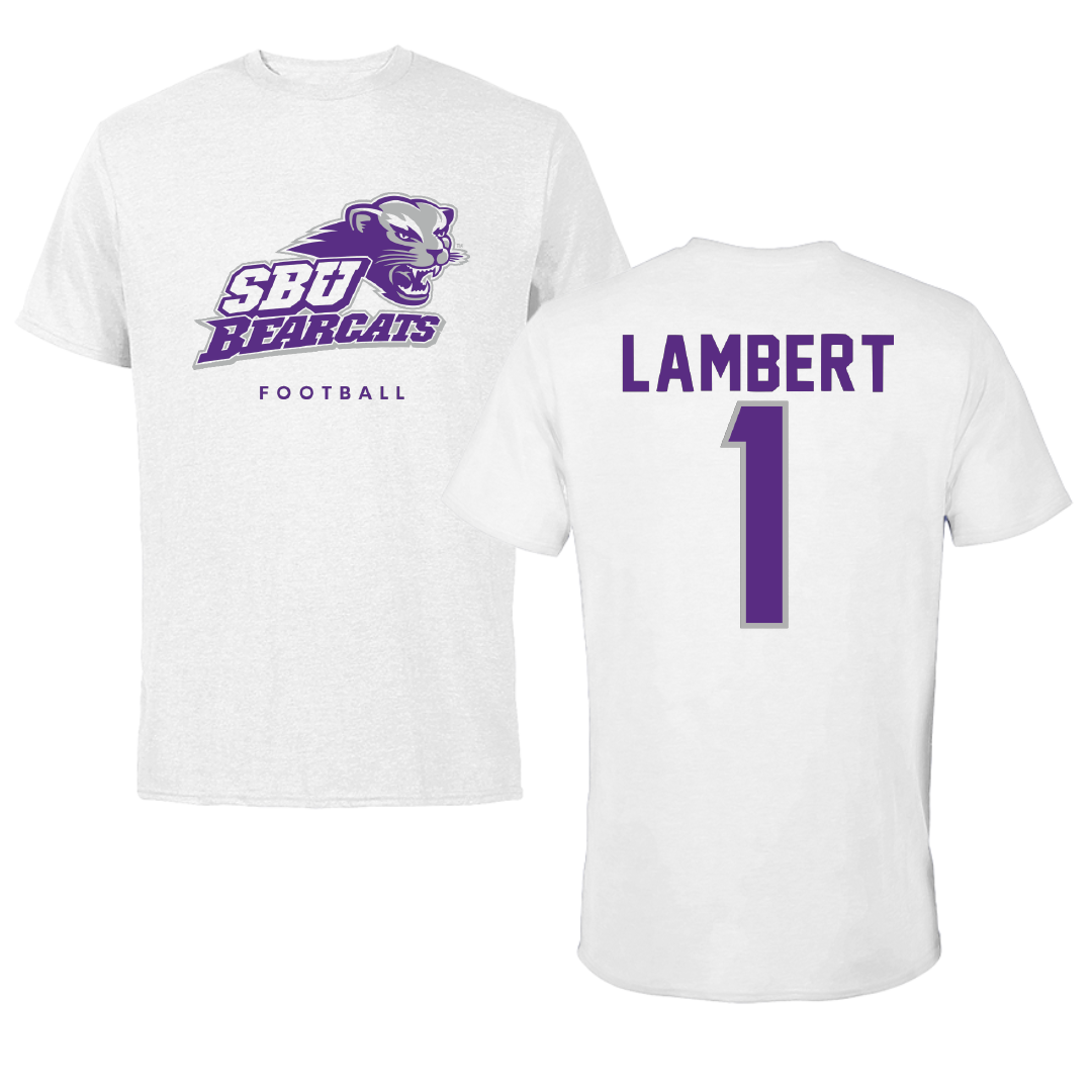 Southwest Baptist University Football White Performance Tee - #1 Avery Lambert