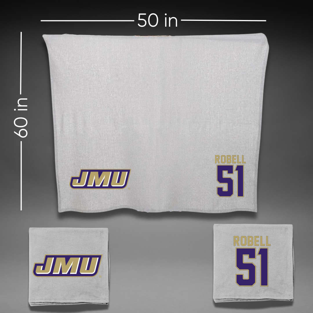 James Madison University Football Gray Blanket - #51 Riley Robell