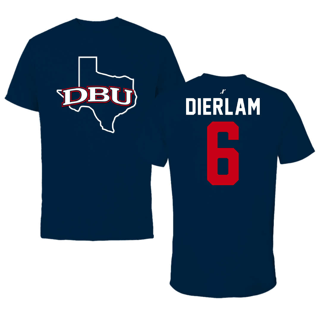 Dallas Baptist University Soccer Navy State Tee - #6 Hunter Dierlam