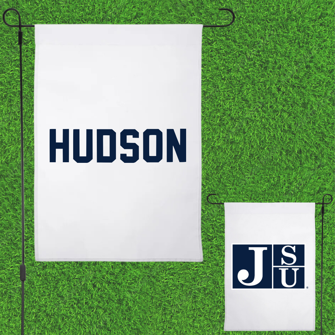 Jackson State University TF and XC White Garden Flag - Jeremiah Hudson