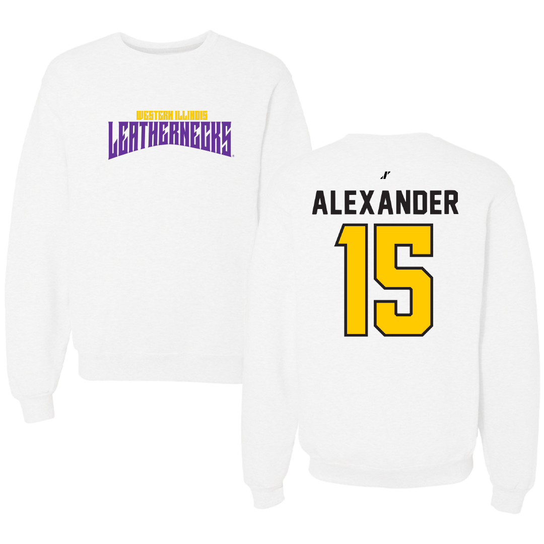 Western Illinois University Baseball White Classic Crewneck - #15 Kyree Alexander