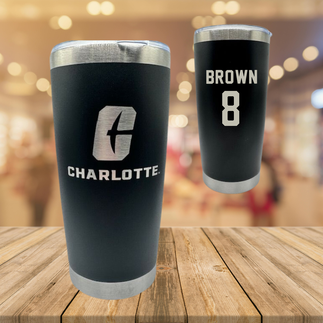 The University of North Carolina at Charlotte Football Black Stainless Steel Tumbler - #8 Sean Brown