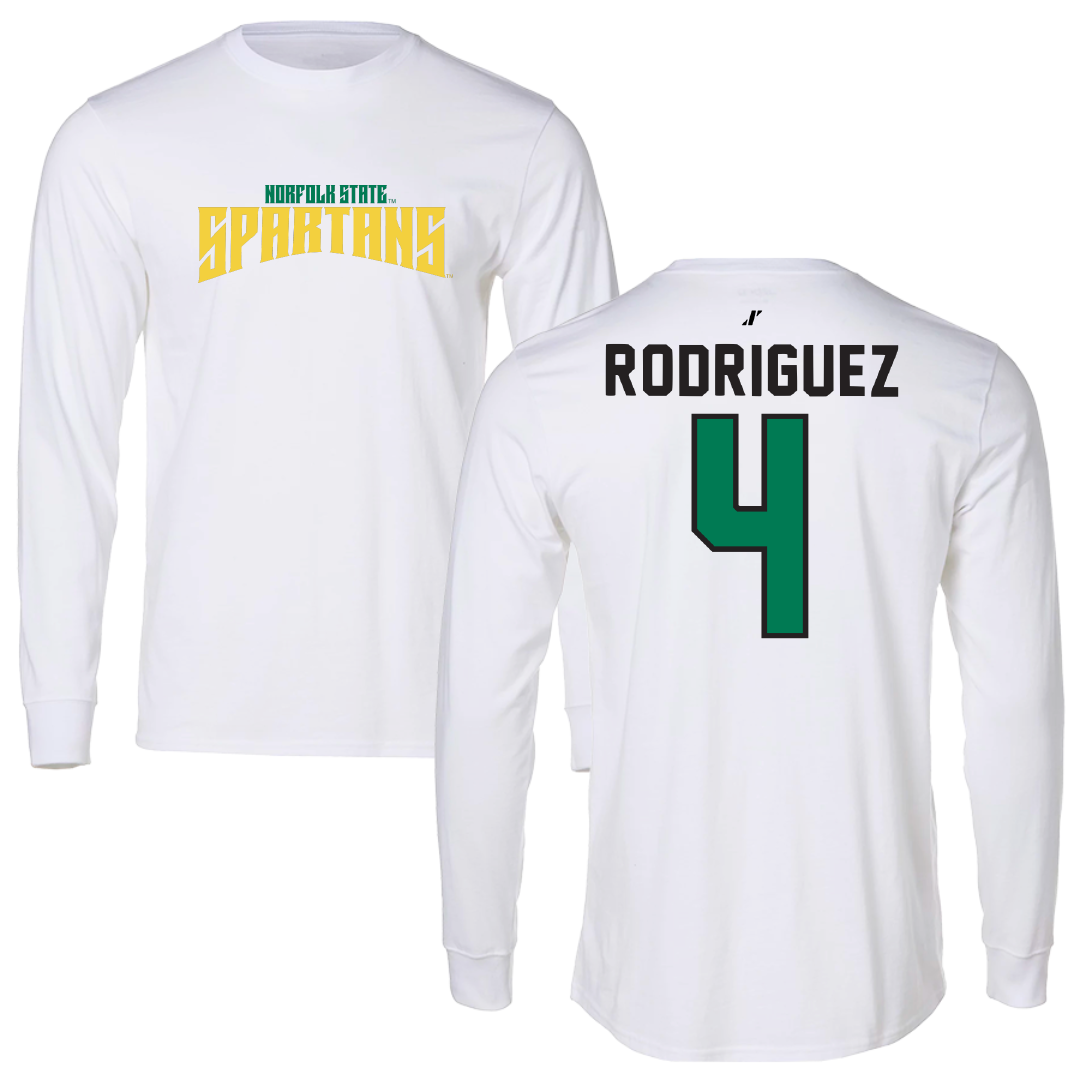 Norfolk State University Baseball White Classic Performance Long Sleeve - #4 Raphael Rodriguez