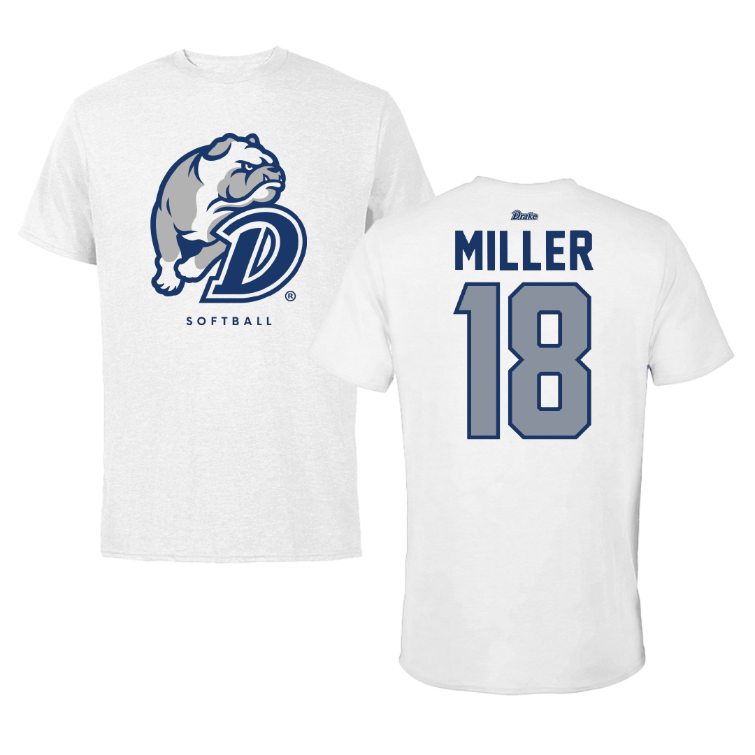 Drake University Softball White Tee - #18 Sami Miller