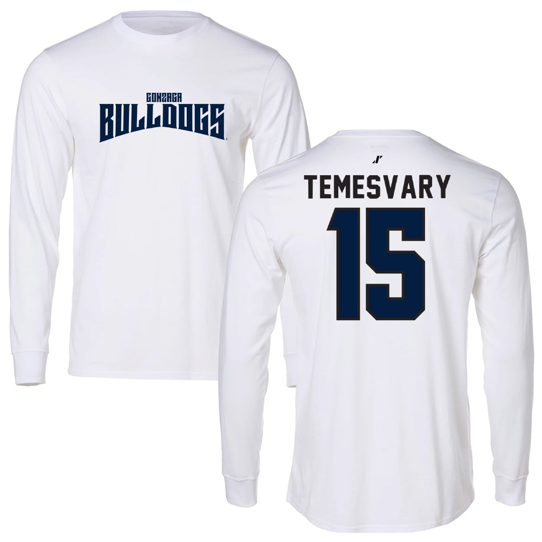 Gonzaga University Baseball White Classic Performance Long Sleeve - #15 Vincent Temesvary